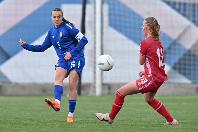 SERBIA WU19 vs DENMARK WU19 Tijana Popovic football WU19 Serbia vs Denmark WU19 European qualification match sports center FSS, Stara Pazova 09.04.2026 Foto: FOOTBALL, SERBIA WU19, DENMARK U19, WOMEN, EUROPEAN QUALIFIERS Stara Pazova Sports center Stara Pazova Serbia Copyright: xMarkoxMetlas xMNxPressx