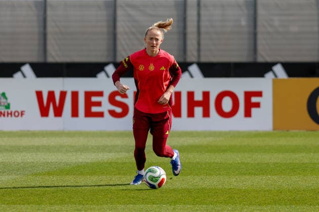 09.04.2026, xgrfx, Fussball DFB-Medientermine, Deutsche Frauennationalmannschaft - Training v.l. Lea Schüller (Deutsche Frauennationalmannschaft) (DFL DFB REGULATIONS PROHIBIT ANY USE OF PHOTOGRAPHS as IMAGE SEQUENCES and or QUASI-VIDEO) Herzogenaurach