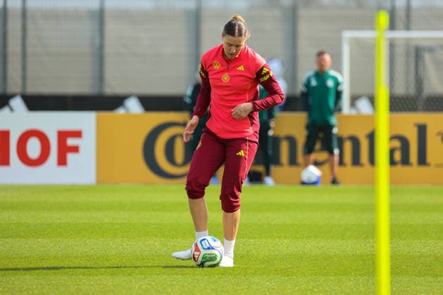 Herzogenaurach, Deutschland 09. April 2026: Länderspielmaßnahme der deutschen Fußballnationalmannschaft der Frauen zur Vorbereitung auf die WM-Qualifikation in Herzogenaurach - Training Im Bild: Larissa Mühlhaus Muehlhaus (Deutschland) Copyright: HMBxMedia MadeleinexFantini