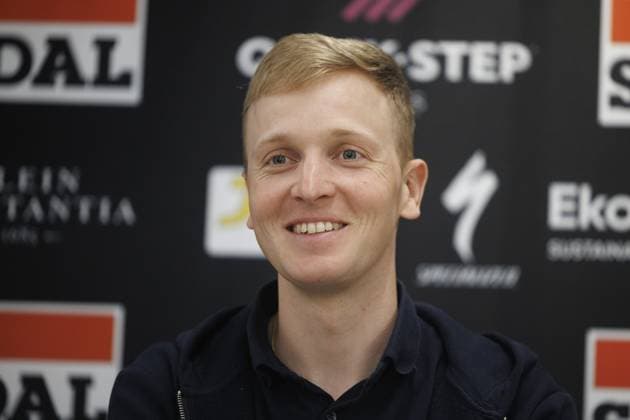 Belgian Tim Merlier of Soudal Quick-Step talks to the press during press conference, PK, Pressekonferenz of Soudal QuicStep cycling team ahead of this year s Paris-Roubaix cycling race, Thursday 09 April 2026, in Oudenaarde, Belgium. The 123rd edition of Paris-Roubaix cycling races will take on Sunday, with the women riding 143,1 km the men riding 258,3 km on Sunday. NICOLASxMAETERLINCK  x170314215x
