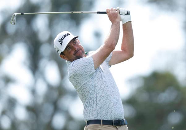 Keegan Bradley tees off on the 4th hole during the first day of the Masters Tournament at Augusta National Golf Club on Thursday, April 9, 2026, in Augusta, Georgia.  AUG20260409710 JOHNxANGELILLO