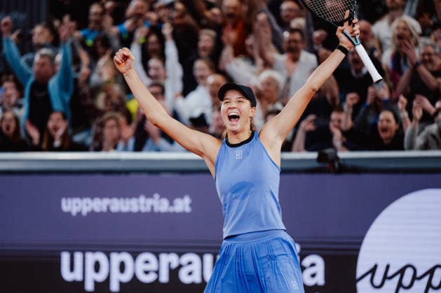 TENNIS - WTA, Tennis Damen Upper Austria Ladies Linz LINZ,AUSTRIA,09.APR.26 - TENNIS - WTA Tour, Upper Austria Ladies Linz. Image shows the rejoicing of Lilli Tagger (AUT).  GEPAxpictures xAlexanderxSolc