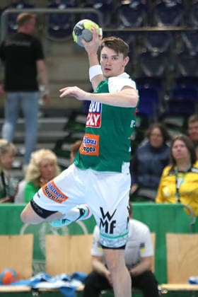 Handball DAIKIN HBL, SC DHfK Leipzig - FRISCH AUF! Göppingen; 09.04.2026 Oskar Sunnefeldt (27, Frisch Auf Göppingen) während der Erwärmung, Training. Handball, DAIKIN HBL, 1. Bundesliga, Saison 2025 2026, 28. Spieltag: SC DHfK Leipzig vs. FRISCH AUF! Göppingen am 09.04.2026 in der Quarterback Immobilien Arena Leipzig. Copyright: xBEAUTIFULxSPORTS JanxKaeferx