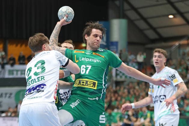 Handball DAIKIN HBL, SC DHfK Leipzig - FRISCH AUF! Göppingen; 09.04.2026 Dean Bombac (67, SC DHfK Leipzig). Handball, DAIKIN HBL, 1. Bundesliga, Saison 2025 2026, 28. Spieltag: SC DHfK Leipzig vs. FRISCH AUF! Göppingen am 09.04.2026 in der Quarterback Immobilien Arena Leipzig. Copyright: xBEAUTIFULxSPORTS JanxKaeferx