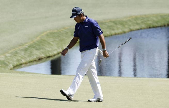 Golf 2026 Masters Tournament - Round 1 Hideki Matsuyama of Japan on the 16th Green in Round 1 of the 2026 Masters tournament in August, Georgia, USA, 09 April 2026. Augusta United States  Copyright: xERIKxS.xLESSERx