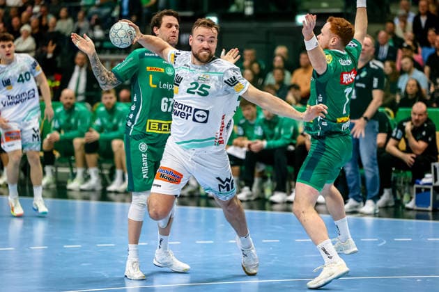 Ludvig Jurmala Astroem (FRISCH AUF! Goeppingen, 25) wirft den Ball, SC DHfK Leipzig vs FRISCH AUF! Goeppingen, Handball, 1. Bundesliga, 28. Spieltag, Saison 2025 2026, 09.04.2026, SC DHfK Leipzig vs FRISCH AUF! Goeppingen, Handball, 1. Bundesliga, 28. Spieltag, Saison 2025 2026, 09.04.2026 Leipzig Copyright: xEibner-Pressefoto LauraxRoemerx EP_LRR