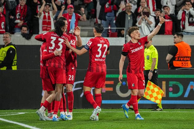 UEFA Europa League: SC Freiburg vs RC Celta Vigo, 09.04.2026 Torjubel zum 2:0 durch Jan-Niklas Beste (SC Freiburg, 19) UEFA Europa League: SC Freiburg vs RC Celta Vigo, Europa-Park-Stadion, 09.04.2026 Copyright: xBEAUTIFULxSPORTS Boscox