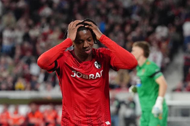 Deutschland: UEFA Europa League Viertelfinale Hinspiel 2025 26, SC Freiburg vs Celta Vigo - Europa-Park-Stadion, Freiburg im Breisgau: Johan Manzambi (44 Freiburg) Copyright: xKjetilxWaberx