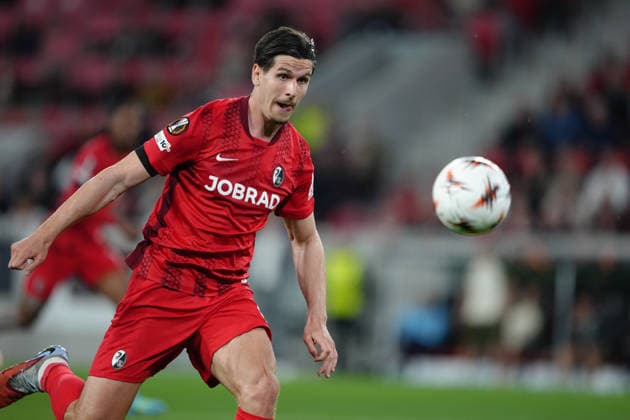 Deutschland: UEFA Europa League Viertelfinale Hinspiel 2025 26, SC Freiburg vs Celta Vigo - Europa-Park-Stadion, Freiburg im Breisgau: Igor Matanovic (31 Freiburg) Copyright: xKjetilxWaberx