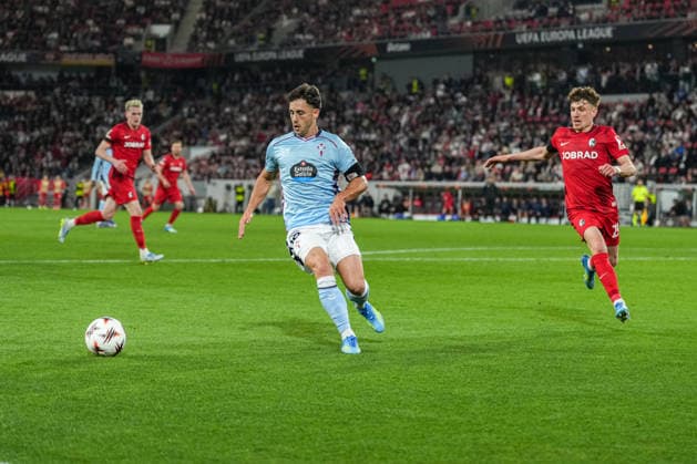 UEFA Europa League: SC Freiburg vs RC Celta Vigo, 09.04.2026 Pablo Duran (RC Celta Vigo, 18) am Ball UEFA Europa League: SC Freiburg vs RC Celta Vigo, Europa-Park-Stadion, 09.04.2026 Copyright: xBEAUTIFULxSPORTS Boscox