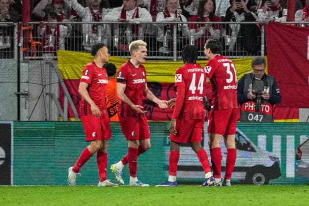UEFA Europa League: SC Freiburg vs RC Celta Vigo, 09.04.2026 Torjubel zum 3:0 durch Matthias Ginter (SC Freiburg, 28) UEFA Europa League: SC Freiburg vs RC Celta Vigo, Europa-Park-Stadion, 09.04.2026 Copyright: xBEAUTIFULxSPORTS Boscox