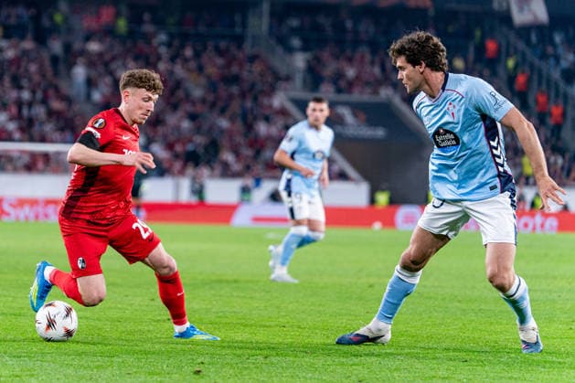 09.04.2026, xdaymx, Fussball UEFA Europa League, SC Freiburg - Celta Vigo vl. Philipp Treu und Marcos Alonso (DFL DFB REGULATIONS PROHIBIT ANY USE OF PHOTOGRAPHS as IMAGE SEQUENCES and or QUASI-VIDEO) Freiburg