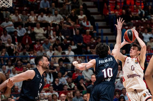 BASKET - Euroleague - EA7 Emporio Armani Milano vs Bayern Monaco Neno Dimitrijevic (FC Bayern Munich) shoots during the game during EA7 Emporio Armani Milano vs Bayern Monaco, Basketball Euroleague match in Assago (MI), Italy, April 09 2026 Assago (MI) Italy  Copyright: xIPAxSport ABACAx