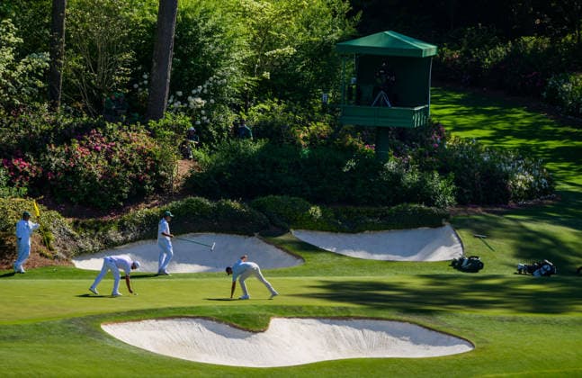 260409 Ludvig Aberg of Sweden and Jon Rahm of Spain during the first round of the 2026 Masters Golf Tournament on April 9, 2026 in Augusta. Photo: Petter Arvidson BILDBYRAN kod PA PA1193 golf masters bbeng the masters augusta Copyright: PETTERxARVIDSON BB260409PA362