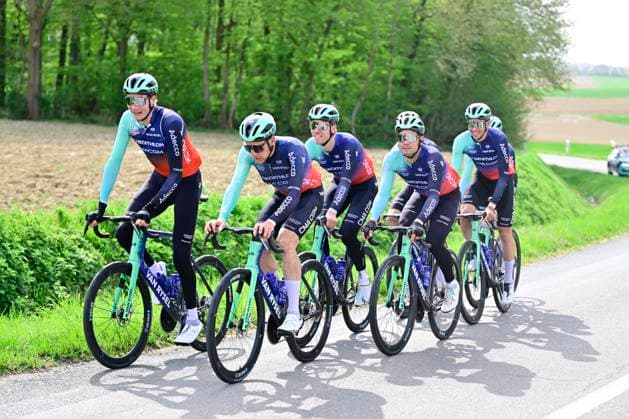 Paris - Roubaix Hauts-de-France 2026 Cycling Race Media Activities 10 04 2026 ROUBAIX, FRANCE - APRIL 10 : Bissegger Stefan (SUI) of Decathlon CMA CGM Team, Dewulf Stan (BEL) of Decathlon CMA CGM Team, Naesen Oliver (BEL) with Decathlon CMA CGM Team riding during a training and reconnaissance session ahead of the 123rd edition of Paris - Roubaix Hauts-de-France an UCI World Tour 1.UWT one day cycling road race for Men Elite of 258 km with start in Compiegne and finish in Roubaix on April 10, 2026 in Roubaix, France, 10 04 2026 ( Motordriver Guy de Vuyst - Roubaix France  Copyright: xJanxDexMeuleneirx