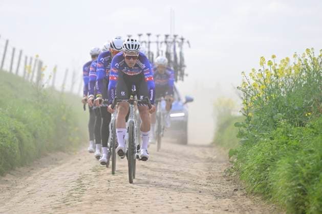 Paris - Roubaix Hauts-de-France 2026 Cycling Race Media Activities 10 04 2026 ROUBAIX, FRANCE - APRIL 10 : Dillier Silvan (SUI) of Alpecin Premier Tech riding during a training and reconnaissance session ahead of the 123rd edition of Paris - Roubaix Hauts-de-France an UCI World Tour 1.UWT one day cycling road race for Men Elite of 258 km with start in Compiegne and finish in Roubaix on April 10, 2026 in Roubaix, France, 10 04 2026 ( Motordriver Guy de Vuyst - Roubaix France  Copyright: xJanxDexMeuleneirx