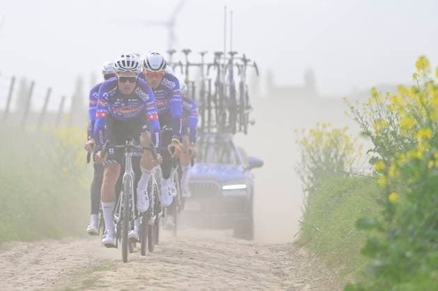 Paris - Roubaix Hauts-de-France 2026 Cycling Race Media Activities 10 04 2026 ROUBAIX, FRANCE - APRIL 10 : Dillier Silvan (SUI) of Alpecin Premier Tech, Van Der Poel Mathieu (NED) of Alpecin Premier Tech riding during a training and reconnaissance session ahead of the 123rd edition of Paris - Roubaix Hauts-de-France an UCI World Tour 1.UWT one day cycling road race for Men Elite of 258 km with start in Compiegne and finish in Roubaix on April 10, 2026 in Roubaix, France, 10 04 2026 ( Motordriver Guy de Vuyst - Roubaix France  Copyright: xJanxDexMeuleneirx