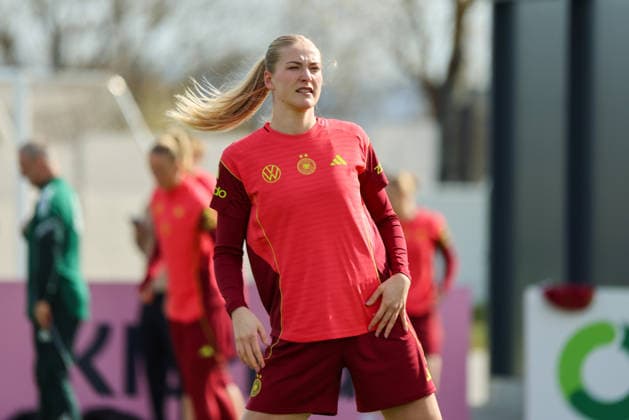 Herzogenaurach, Deutschland 09. April 2026: Länderspielmaßnahme der deutschen Fußballnationalmannschaft der Frauen zur Vorbereitung auf die WM-Qualifikation in Herzogenaurach - Training Im Bild: Camilla Küver Kuever (Deutschland) Copyright: HMBxMedia MadeleinexFantini