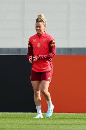 Herzogenaurach, Deutschland 09. April 2026: Länderspielmaßnahme der deutschen Fußballnationalmannschaft der Frauen zur Vorbereitung auf die WM-Qualifikation in Herzogenaurach - Training Im Bild: Linda Dallmann (Deutschland) Copyright: HMBxMedia MadeleinexFantini