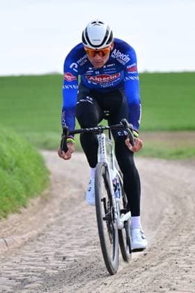 Dutch Mathieu van der Poel of Alpecin-Premier Tech pictured in action during the reconnaissance of the track ahead of this year s Paris-Roubaix cycling race, Friday 10 April 2026, around Roubaix, France. The 123rd edition of Paris-Roubaix cycling races will take on Sunday, with the women riding 143,1 km the men riding 258,3 km on Sunday. DIRKxWAEM  x170382388x