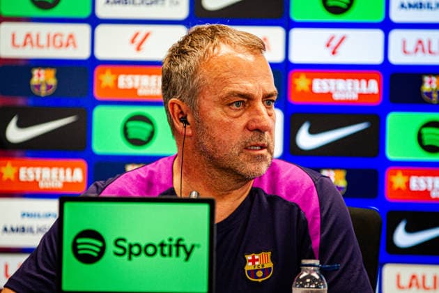 ESP: FC Barcelona, Barca Pre-match. La Liga Hansi Flick of FC Barcelona during the pre-match press conference, PK, Pressekonferenz against RCD Espanol in La Liga on April 10, 2026 in Barcelona Spain Barcelona Spain Football *** ESP FC Barcelona Pre match La Liga Hansi Flick of FC Barcelona during the pre match press conference against RCD Espanol in La Liga on April 10, 2026 in Barcelona Spain Barcelona Spain Football Copyright: xOriolxSanchezx xAgenciaxLOFx