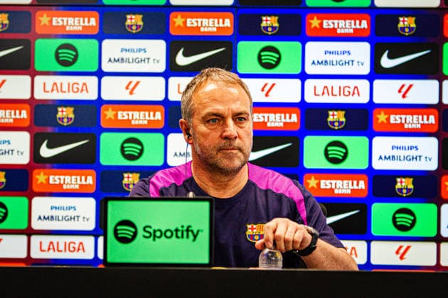 ESP: FC Barcelona, Barca Pre-match. La Liga Hansi Flick of FC Barcelona during the pre-match press conference, PK, Pressekonferenz against RCD Espanol in La Liga on April 10, 2026 in Barcelona Spain Barcelona Spain Football *** ESP FC Barcelona Pre match La Liga Hansi Flick of FC Barcelona during the pre match press conference against RCD Espanol in La Liga on April 10, 2026 in Barcelona Spain Barcelona Spain Football Copyright: xOriolxSanchezx xAgenciaxLOFx