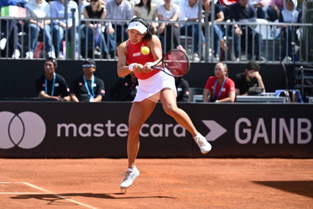 Moyuka Uchijima of Japan against Elisabetta Cocciaretto of Italy during the Billie Jean King Cup by Gainbridge Qualifiers 2026, match between Italy and Japan at ASD Colle degli Dei on April 10, 2026 in Velletri, Italy.  Copyright: xDomenicoxCippitelli IPAxSportx xipa-agency.netx xx IPA_73861829 IPA_Agency_IPA73861829