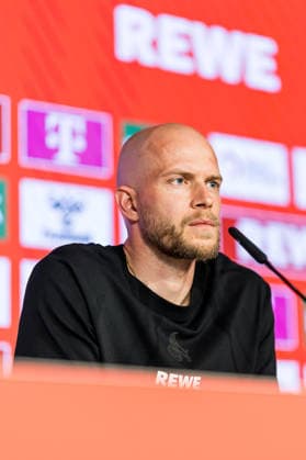 COLOGNE, GERMANY - APRIL 10: Rene Wagner (Head Coach 1. FC Koeln) during the pre game press conference, PK, Pressekonferenz before the 1. Bundesliga match between 1. FC Koeln and Werder Bremen at Geissbockheim on April 10, 2026 in Cologne, Germany. North Rhine Westphalia Germany Copyright: xSteffiexWunderlx