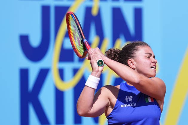 Jasmine Paolini (ITA) during the Billy Jean King Cup tennis match between Jasmine Paolini (ITA) vs Himeno Sakatsume (JPN) at the Velletri™s stadium, Italy - Friday April 10, 2026 - Tennis ( Photo by Alfredo Falcone LaPresse )  Copyright: xAlfredoxFalcone LaPressex