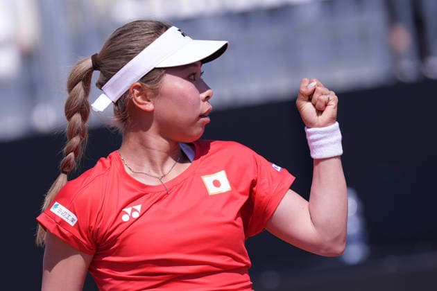 Himeno Sakatsume (JPN) during the Billy Jean King Cup tennis match between Jasmine Paolini (ITA) vs Himeno Sakatsume (JPN) at the Velletri™s stadium, Italy - Friday April 10, 2026 - Tennis ( Photo by Alfredo Falcone LaPresse )  Copyright: xAlfredoxFalcone LaPressex