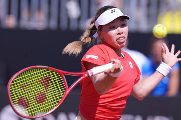 Himeno Sakatsume (JPN) during the Billy Jean King Cup tennis match between Jasmine Paolini (ITA) vs Himeno Sakatsume (JPN) at the Velletri™s stadium, Italy - Friday April 10, 2026 - Tennis ( Photo by Alfredo Falcone LaPresse )  Copyright: xAlfredoxFalcone LaPressex