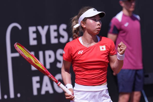 Himeno Sakatsume (JPN) during the Billy Jean King Cup tennis match between Jasmine Paolini (ITA) vs Himeno Sakatsume (JPN) at the Velletri™s stadium, Italy - Friday April 10, 2026 - Tennis ( Photo by Alfredo Falcone LaPresse )  Copyright: xAlfredoxFalcone LaPressex