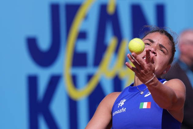 Jasmine Paolini (ITA) during the Billy Jean King Cup tennis match between Jasmine Paolini (ITA) vs Himeno Sakatsume (JPN) at the Velletri™s stadium, Italy - Friday April 10, 2026 - Tennis ( Photo by Alfredo Falcone LaPresse )  Copyright: xAlfredoxFalcone LaPressex