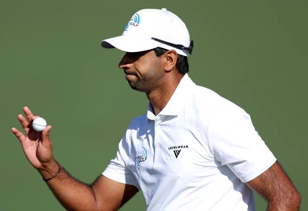 Golf 2026 Masters Tournament - Round 2 Aaron Rai of England reacts after a birdie on Hole 2 in Round 2 of the 2026 Masters tournament in August, Georgia, USA, 10 April 2026. Augusta United States  Copyright: xCHRISxTORRESx