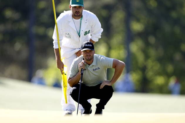 Golf 2026 Masters Tournament - Round 2 Wyndham Clark of the USA lines up a putt on Hole 8 in Round 2 of the 2026 Masters tournament in August, Georgia, USA, 10 April 2026. Augusta United States  Copyright: xERIKxS.xLESSERx