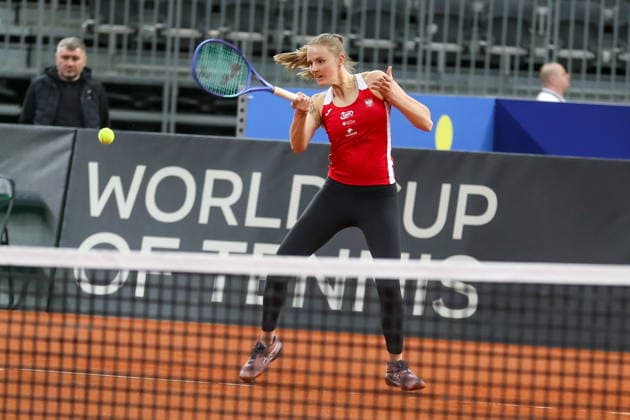 Gliwice 10.04.2026. Tenis Billie Jean King Cup kwalifikacje mecz: Polska - Ukraina --- Tennis Billie Jean King Cup Qualifiers match: Poland - Ukraine nz Martyna Kubka Fot. Kacper Staniec NEWSPIX.PL --- newspix.pl 