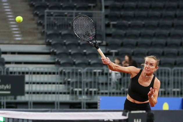 Gliwice 10.04.2026. Tenis Billie Jean King Cup kwalifikacje mecz: Polska - Ukraina --- Tennis Billie Jean King Cup Qualifiers match: Poland - Ukraine nz Elina Switolina Fot. Kacper Staniec NEWSPIX.PL --- newspix.pl 
