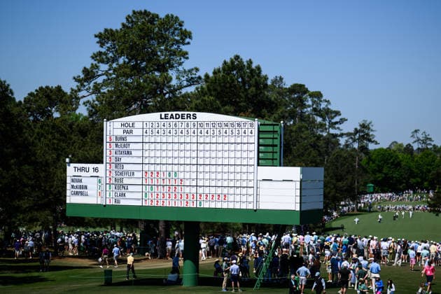 260410 View of the leaderboard during the second round of the 2026 Masters Golf Tournament on April 10, 2026 in Augusta. Photo: Petter Arvidson BILDBYRAN kod PA PA1194 golf masters bbeng the masters augusta *** 260410 View of the leaderboard during the second round of the 2026 Masters Golf Tournament on April 10, 2026 in Augusta Photo Petter Arvidson BILDBYRAN kod PA PA1194 golf masters bbeng the masters augusta  Copyright: PETTERxARVIDSON BB260410PA087
