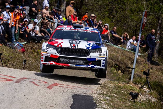 FIA World Rally Championship Croatia - Day Two Viliam Prodan of Croatia and Marko Stiperski of Croatia from Viliam Prodan Team in Skoda Fabia RS competes during Day Two of the FIA World Rally Championship Croatia on April 09, 2026 in village Grimalda, near Pazin, Istria County, Croatia.  IgorxKralj PIXSELL