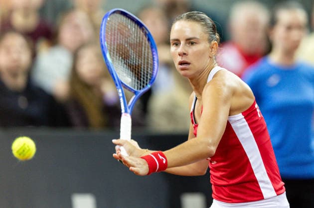 10.04.2026, Gliwice, tenis, Billie Jean King Cup, Polska - Ukraina -- Poland v Ukraine N z Magda Linette, fot. Tomasz Jastrzebowski Foto Olimpik NEWSPIX.PL --- Newspix.pl  20260410toja1957
