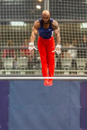 DOBRO FIG Apparatus World Cup Osijek 2026 Qualifications Donnell Whittenburg of USA performs on the high bar during the DOBRO FIG Apparatus World Cup Osijek 2026 Qualifications at Sports Hall Gradski vrt on April 10, 2026. in Osijek, Croatia.  DavorxJavorovic PIXSELL