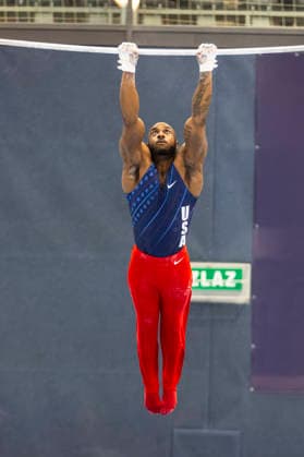 DOBRO FIG Apparatus World Cup Osijek 2026 Qualifications Donnell Whittenburg of USA performs on the high bar during the DOBRO FIG Apparatus World Cup Osijek 2026 Qualifications at Sports Hall Gradski vrt on April 10, 2026. in Osijek, Croatia.  DavorxJavorovic PIXSELL