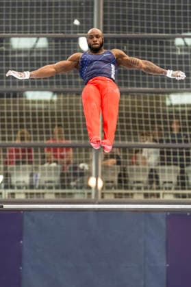 DOBRO FIG Apparatus World Cup Osijek 2026 Qualifications Donnell Whittenburg of USA performs on the high bar during the DOBRO FIG Apparatus World Cup Osijek 2026 Qualifications at Sports Hall Gradski vrt on April 10, 2026. in Osijek, Croatia.  DavorxJavorovic PIXSELL