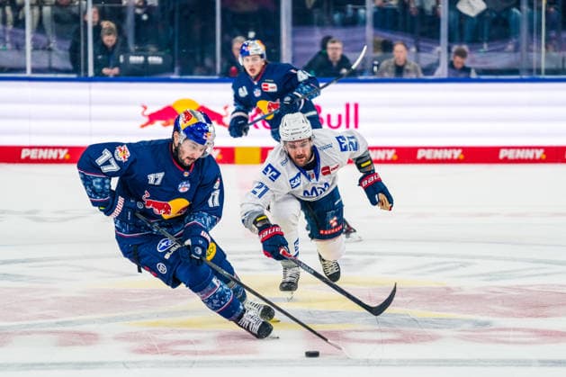 Penny DEL Playoff Halbfinale Spiel 2: Red Bull München - Adler Mannheim; 10.04.2026 Im Zweikampf Tara Hirose (Red Bull München, 17) und Kris Bennet (Adler Mannheim,21) Halbfinale Spiel 2 Penny DEL Saison 25 26 Red Bull München gegen die Adler Mannheim am 10.03.2026 im SAP Garden in München *** Penny DEL Playoff Semifinal Game 2 Red Bull Munich Adler Mannheim 10 04 2026 In the duel Tara Hirose Red Bull Munich, 17 and Kris Bennet Adler Mannheim,21 Semifinal Game 2 Penny DEL Season 25 26 Red Bull Munich against Adler Mannheim on 10 03 2026 at SAP Garden in Munich Copyright: xBEAUTIFULxSPORTS Eimertenbrinkx