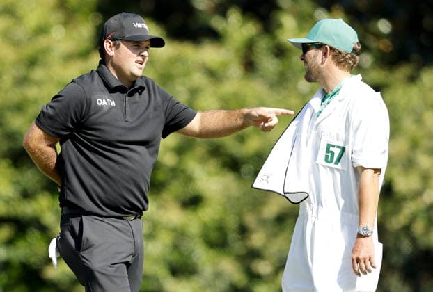 Golf 2026 Masters Tournament - Round 2 Patrick Reed speaks to his caddie Kessler Karain on Hole 11 in Round 2 of the 2026 Masters tournament in August, Georgia, USA, 10 April 2026. Augusta United States  Copyright: xERIKxS.xLESSERx