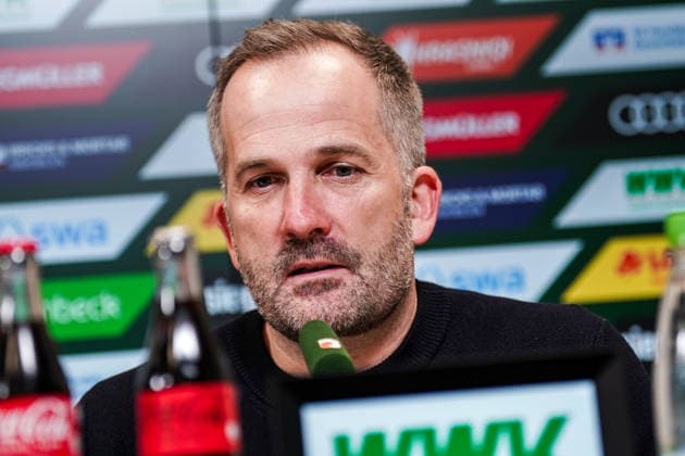 Fussball: Deutschland: 1. Bundesliga 2025 2026 - 29. Spieltag, 10.04.2026 - FC Augsburg vs. TSG Hoffenheim - WWK Arena (Augsburg, Deutschland); Pressekonferenz mit Trainer Manuel Baum (FC Augsburg) *** Soccer Germany 1 Bundesliga 2025 2026 Matchday 29, 10 04 2026 FC Augsburg vs TSG Hoffenheim WWK Arena Augsburg, Germany Press conference with coach Manuel Baum FC Augsburg Copyright: xLUKAxKOLANOVICx
