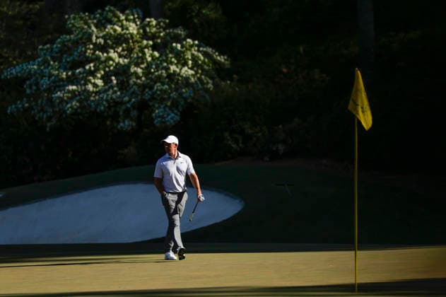 Rory McIlroy of Northern Ireland prepares to putt on the 13th green during the second day of the Masters Tournament at Augusta National Golf Club on Friday, April 10, 2026, in Augusta, Georgia.  AUG20260410850 JOHNxANGELILLO