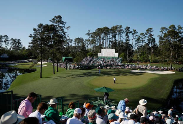 Bryson DeCambeau walks off the 15th green during the second day of the Masters Tournament at Augusta National Golf Club on Friday, April 10, 2026, in Augusta, Georgia.  AUG20260410853 JOHNxANGELILLO
