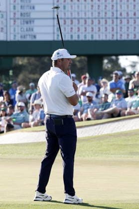 Golf 2026 Masters Tournament - Round 2 Bryson DeChambeau of USA reacts after missing a birdie on the 17th hole during Round 2 of the 2026 Masters tournament in August, Georgia, USA, 10 April 2026. Augusta United States  Copyright: xERIKxS.xLESSERx