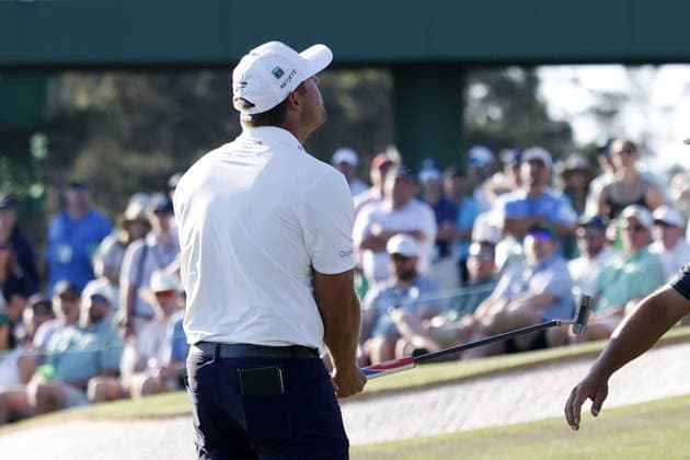 Golf 2026 Masters Tournament - Round 2 Bryson DeChambeau of USA reacts after missing a birdie on the 17th hole during Round 2 of the 2026 Masters tournament in August, Georgia, USA, 10 April 2026. Augusta United States  Copyright: xERIKxS.xLESSERx